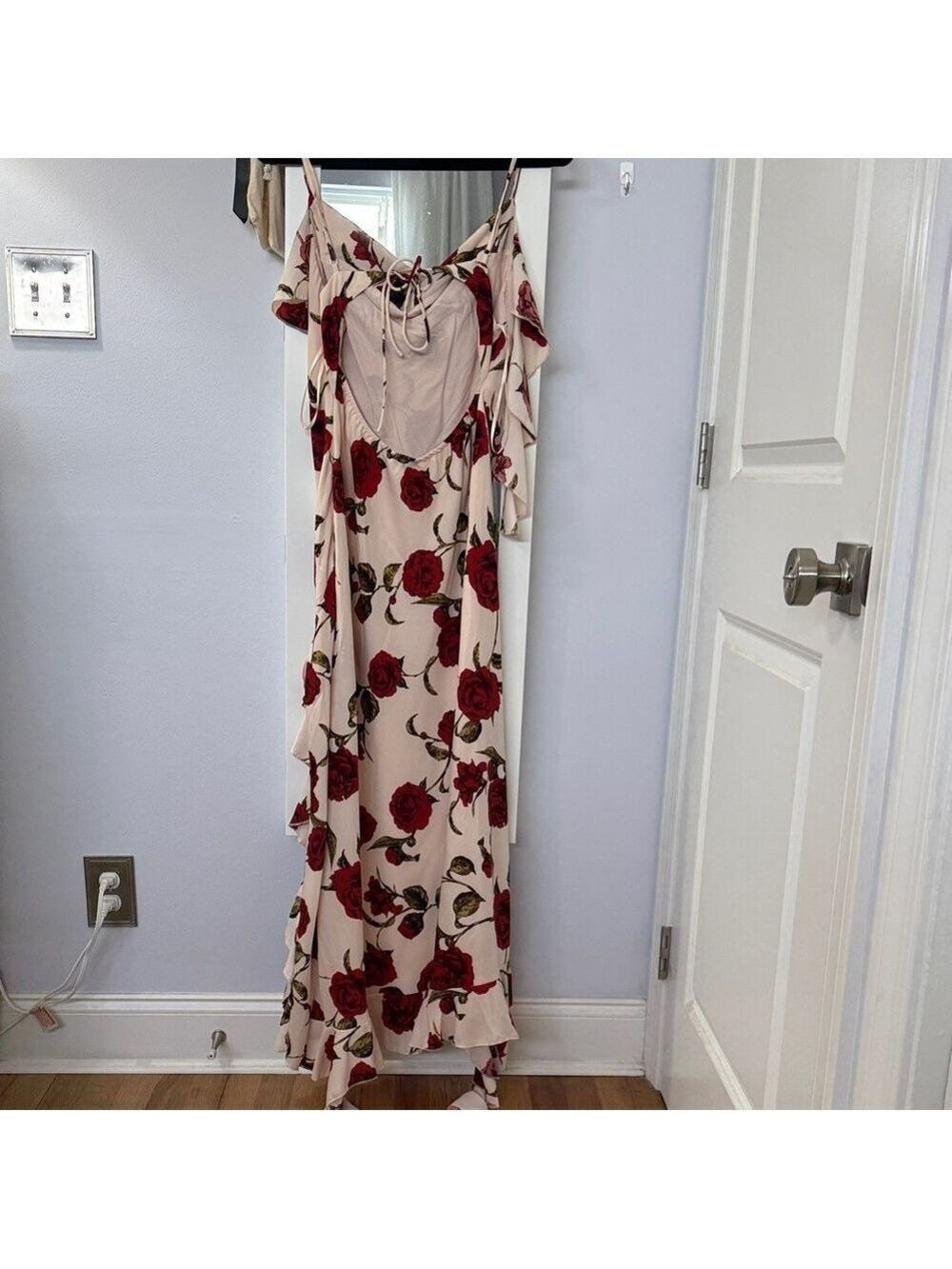 ASOS Cream Maxi Dress with Red Rose Print - Picture 3 of 5